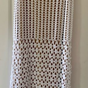 Michael Kors open crochet midi dress. Size small. Tan under-slip included